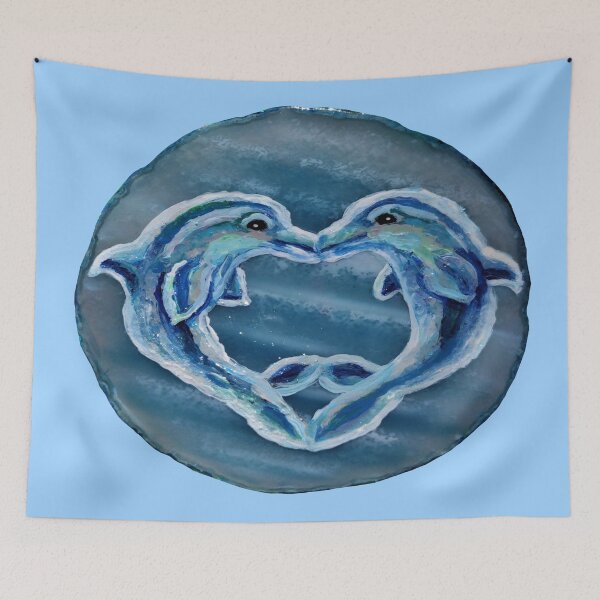 Item preview, Kissing Dolphins Blue Agate  designed and sold by Deborah Camp.