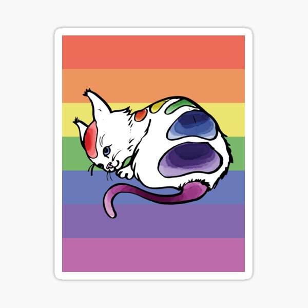 rainbow lgbt queer gay pride kitty Sticker