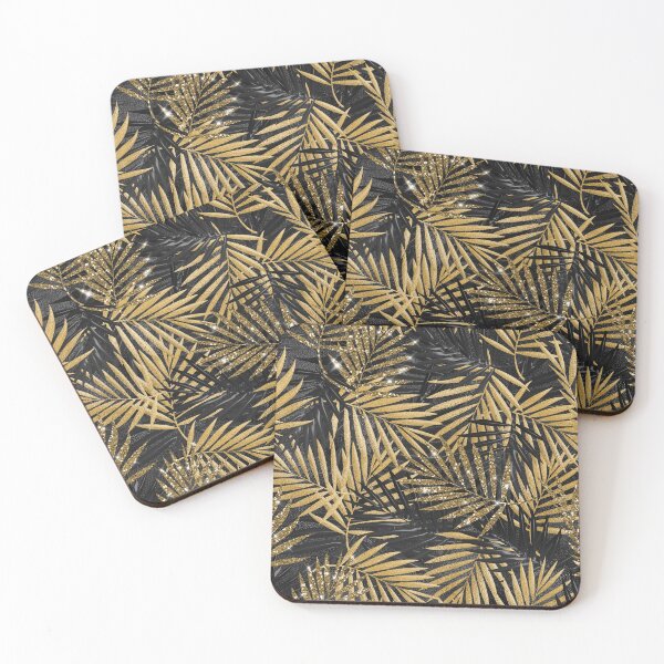 Item preview, Black Gold Trendy Glam Leaves Abstract  designed and sold by TrendyGlitter.