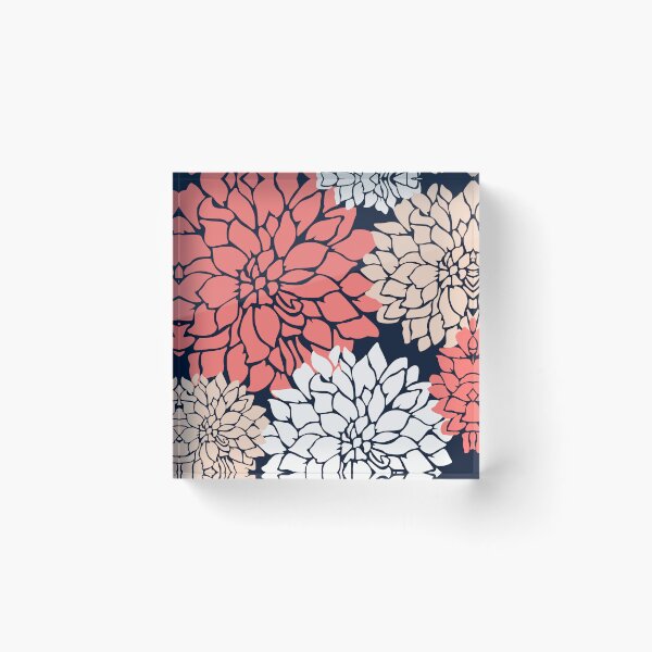 Item preview, Flower Blooms, Coral, Blush, Navy designed and sold by meggydesigns.