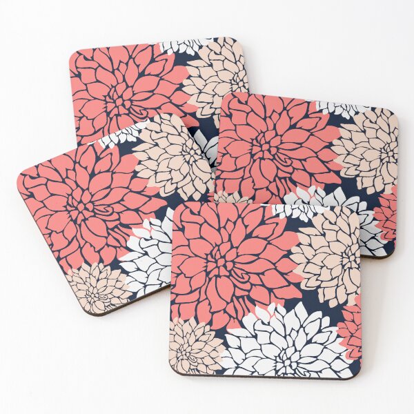 Artikelvorschau, Flower Blooms, Coral, Blush, Navy entworfen und verkauft von meggydesigns.