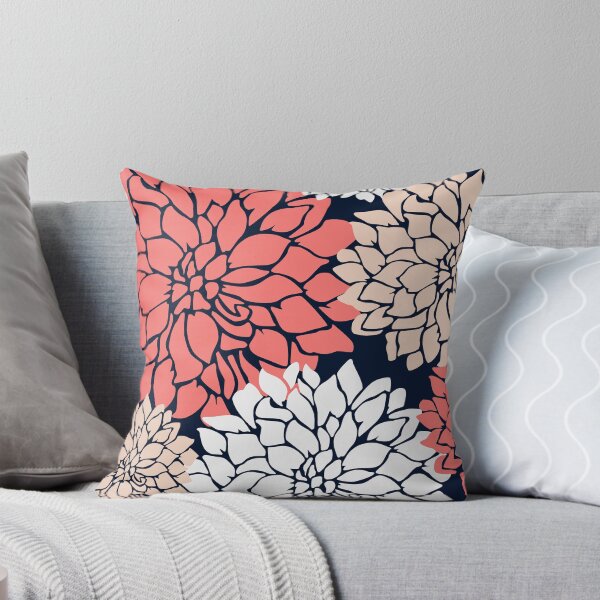 Artikelvorschau, Flower Blooms, Coral, Blush, Navy entworfen und verkauft von meggydesigns.