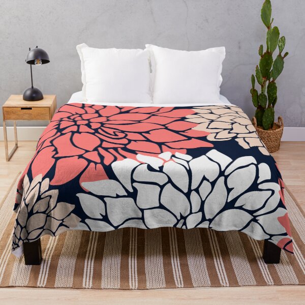 Artikelvorschau, Flower Blooms, Coral, Blush, Navy entworfen und verkauft von meggydesigns.