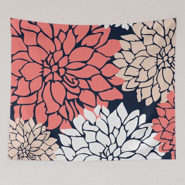 Artikelvorschau, Flower Blooms, Coral, Blush, Navy entworfen und verkauft von meggydesigns.