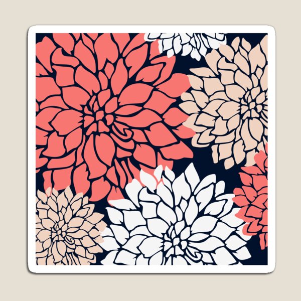 Item preview, Flower Blooms, Coral, Blush, Navy designed and sold by meggydesigns.