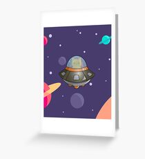 Cat in a UFO Greeting Card