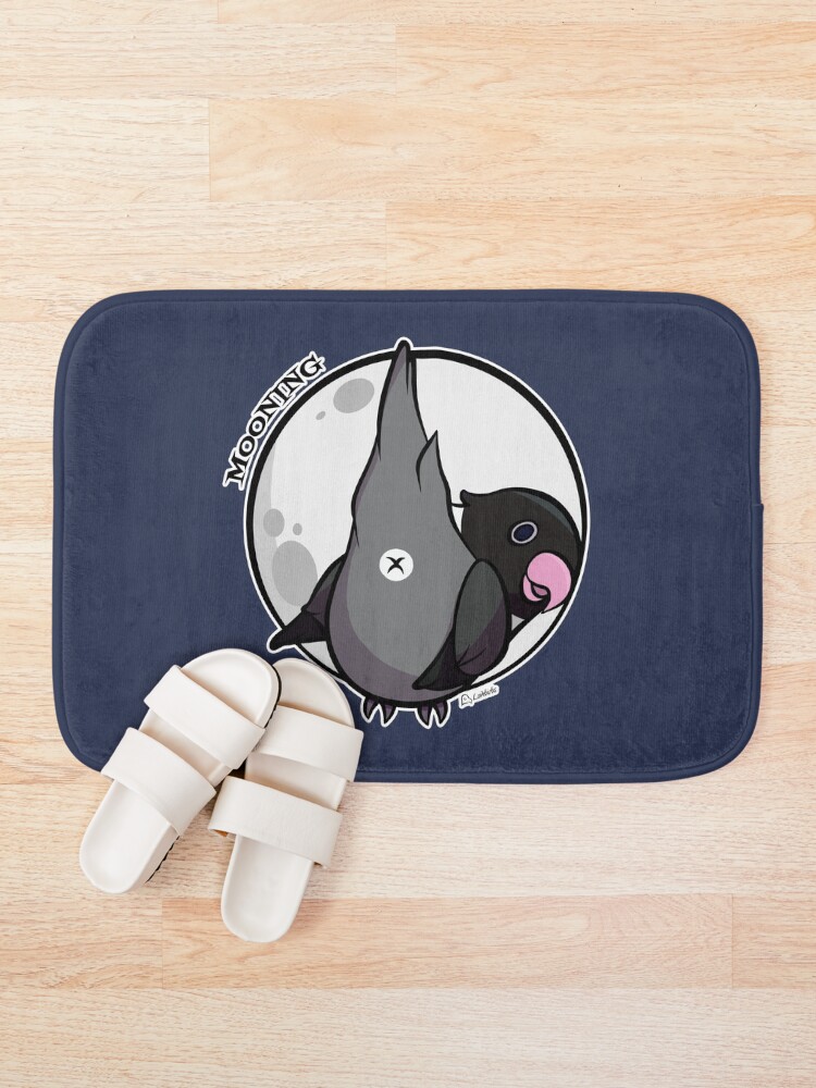 Thumbnail 1 of 6, Bath Mat, Mooning masked mauve mutation lovebird designed and sold by Lovebirbs.