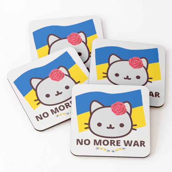 Item preview, No more war. Tender cat with flowers with the flag of Ukraine in support of this country that Russia is doing so much damage to. designed and sold by EMIPRINCESS.