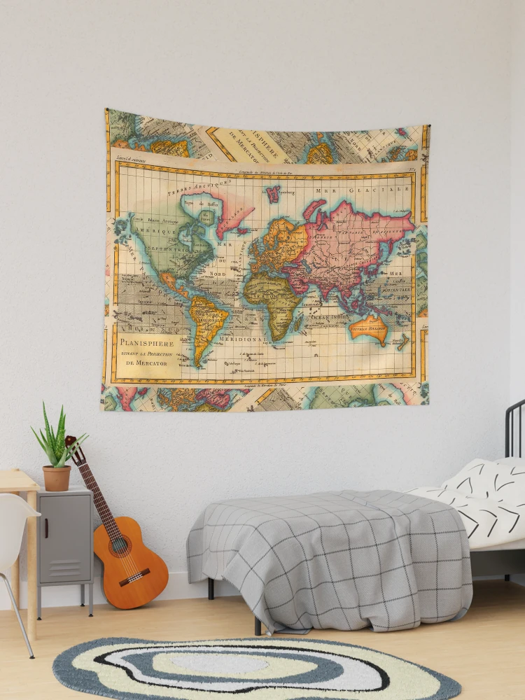 World Map 1700s Antique Vintage Hemisphere Continents Geography Tapestry for Sale by antiqueart Redbubble