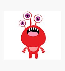Red funny and silly cartoon monster Photographic Print