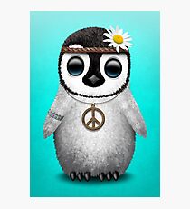 Cute Baby Penguin Hippie Blue Photographic Print