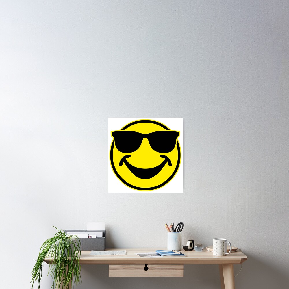 Cooler Lustiger Smiley Mit Sonnenbrille Poster Von Eddart Redbubble