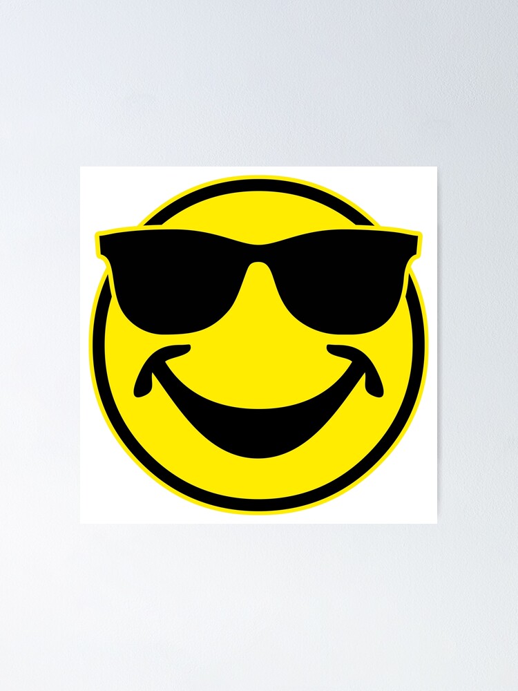 Cooler Lustiger Smiley Mit Sonnenbrille Poster Von Eddart Redbubble