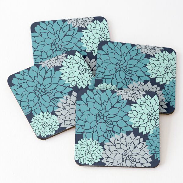 Artikelvorschau, Flower Blooms, Teal, Navy and Grey entworfen und verkauft von meggydesigns.