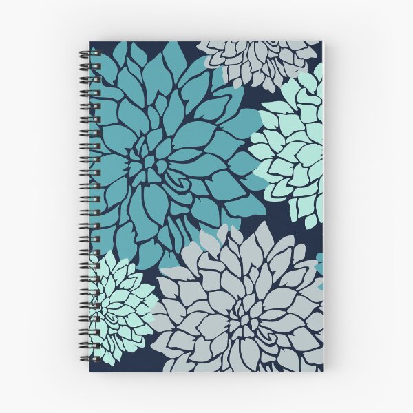 Artikelvorschau, Flower Blooms, Teal, Navy and Grey entworfen und verkauft von meggydesigns.