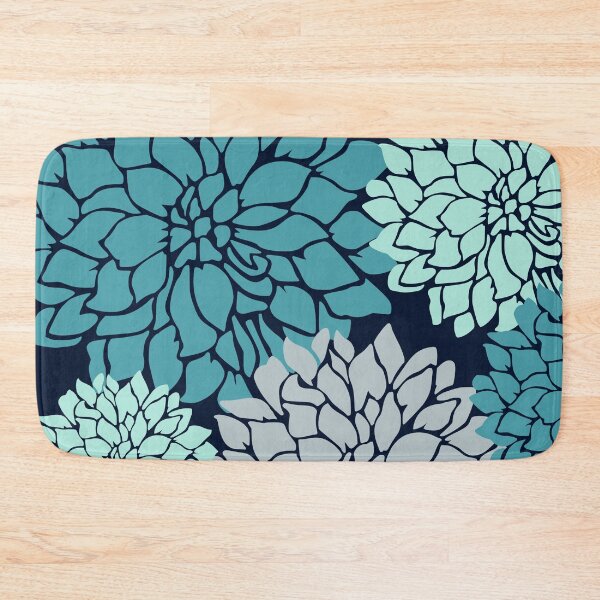 Artikelvorschau, Flower Blooms, Teal, Navy and Grey entworfen und verkauft von meggydesigns.