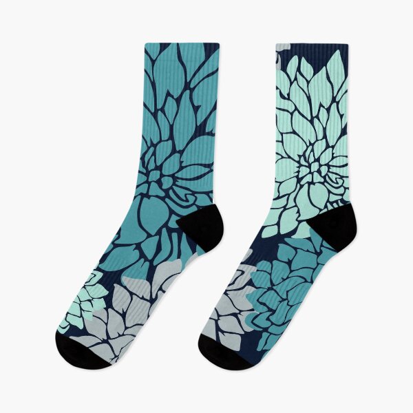Artikelvorschau, Flower Blooms, Teal, Navy and Grey entworfen und verkauft von meggydesigns.