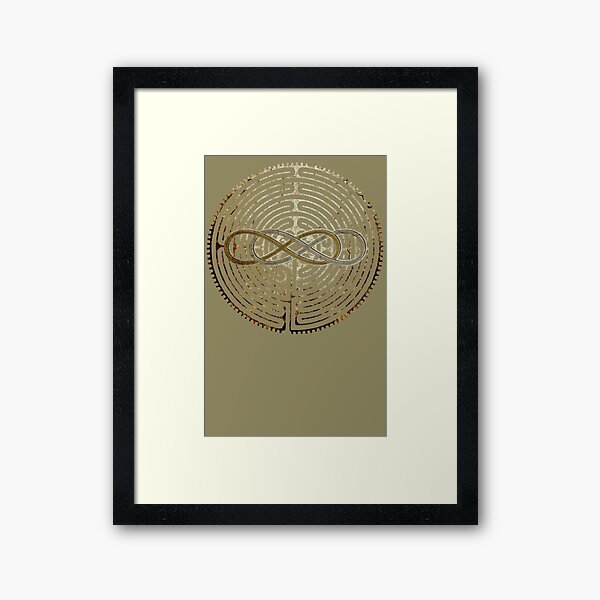 Lemniscate Double Infinity auf Labyrinth Chartres Antik Metall Gerahmter Kunstdruck