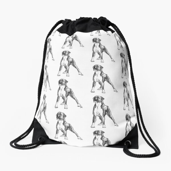 Boxer Dog Drawing Drawstring Bag