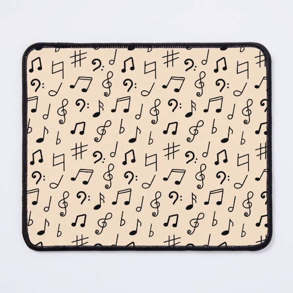 Item preview, Music sheet paper doodle seamless pattern, black notes on pink background. designed and sold by kuklamalvina.