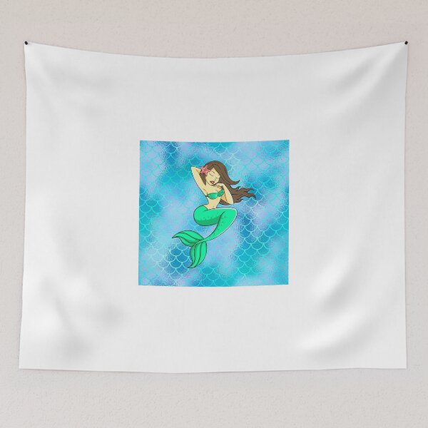 Item preview, Mermaid Drawing on Blue Scales designed and sold by joseartgel.