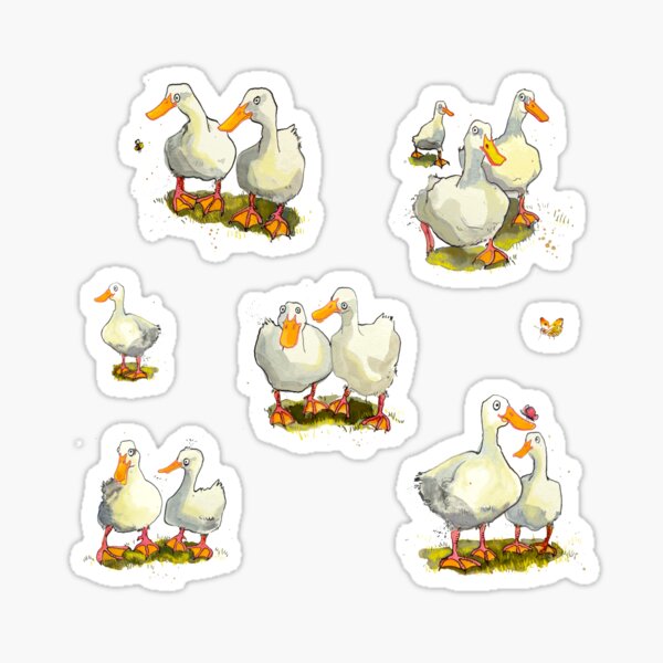Optimistic Ducks - a duck pattern on yellow Sticker