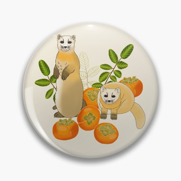 Item preview, Japanese marten with persimmon fruit and flowers, cream designed and sold by Naty Design Prague.