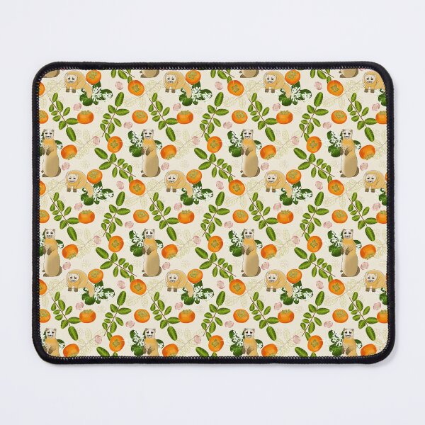 Item preview, Japanese marten with persimmon fruit and flowers, cream designed and sold by Naty Design Prague.