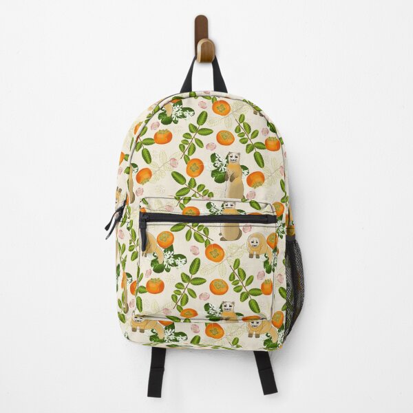 Item preview, Japanese marten with persimmon fruit and flowers, cream designed and sold by Naty Design Prague.