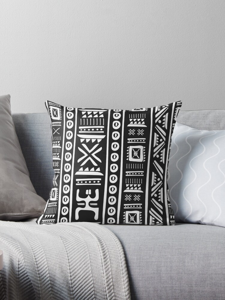 Black and shop white tribal pillow