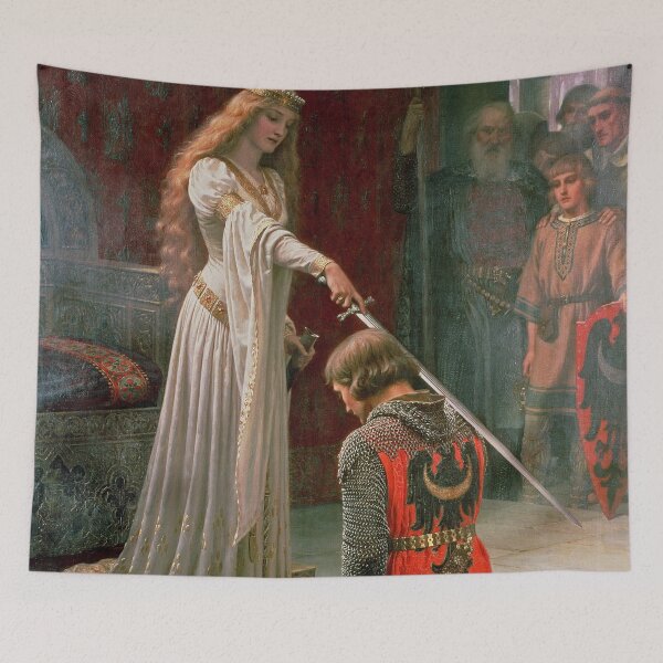 Item preview, Accolade by Edmund Blair Leighton Medieval Knight Sword and Lady Original Painting  designed and sold by TeeARTHY.
