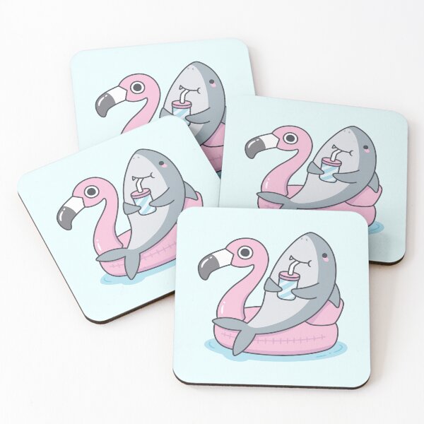 Item preview, Cute Shark Chillin On Flamingo Pool Float designed and sold by rustydoodle.