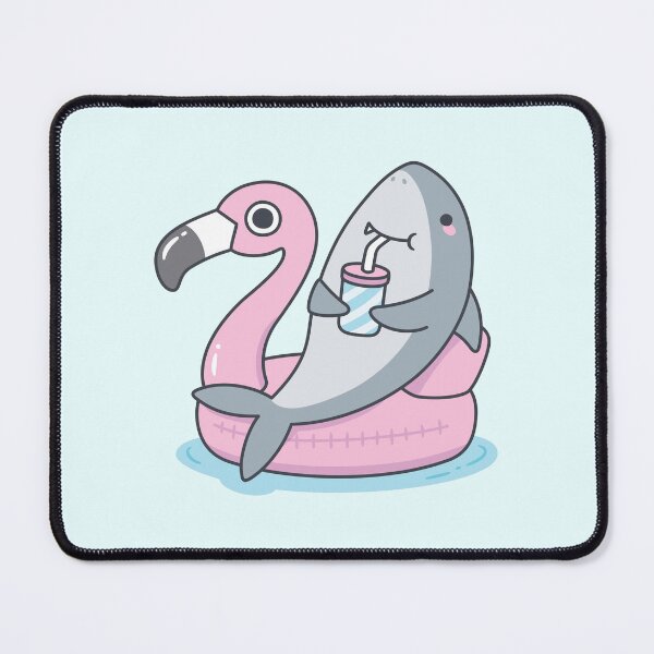 Item preview, Cute Shark Chillin On Flamingo Pool Float designed and sold by rustydoodle.