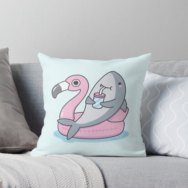 Item preview, Cute Shark Chillin On Flamingo Pool Float designed and sold by rustydoodle.