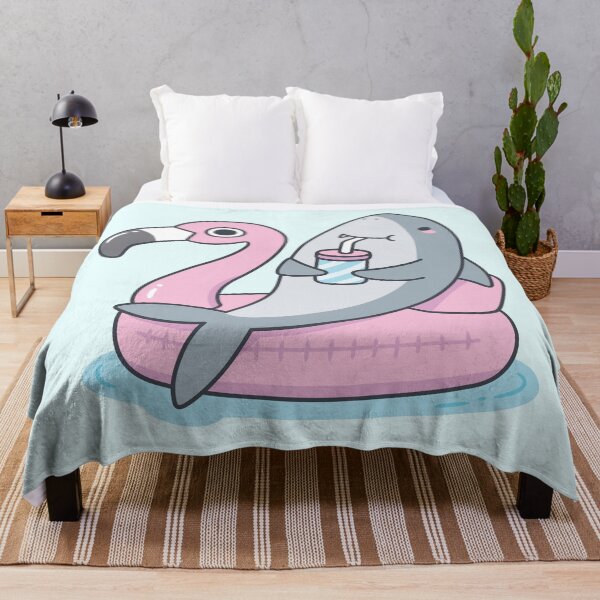 Item preview, Cute Shark Chillin On Flamingo Pool Float designed and sold by rustydoodle.