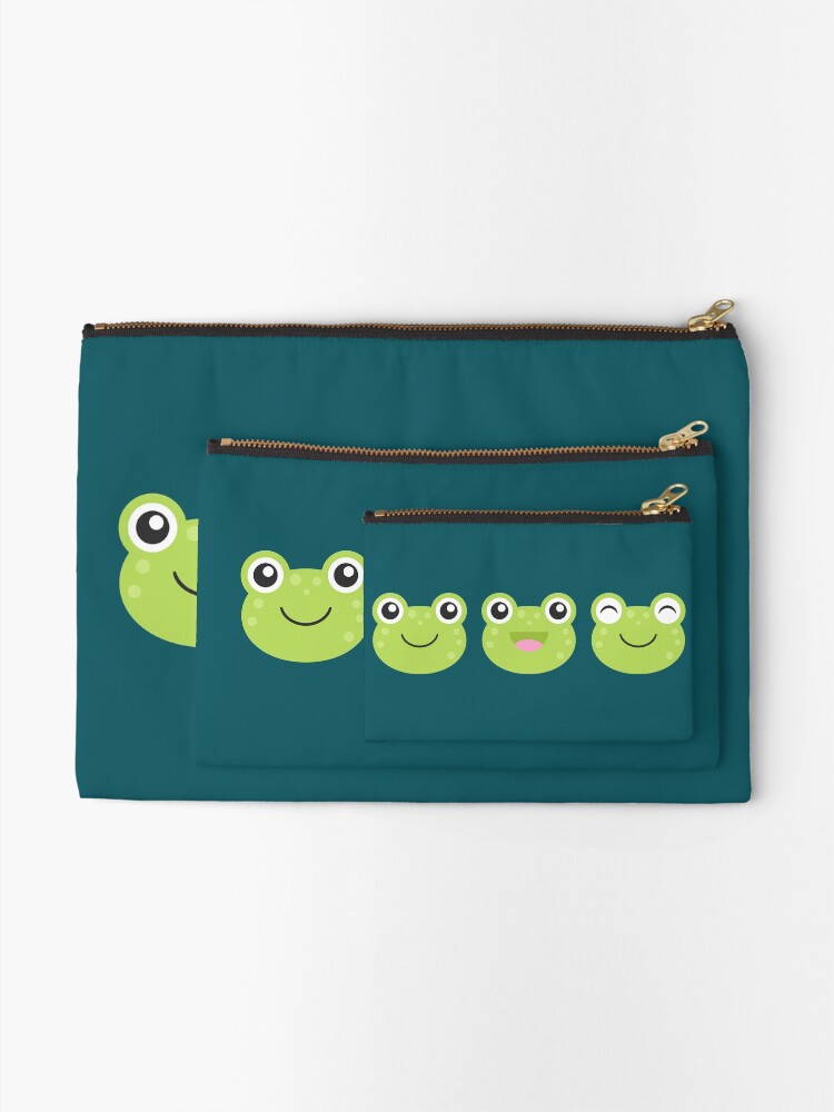 Alternate view of Happy Kawaii Frog Faces Zipper Pouch