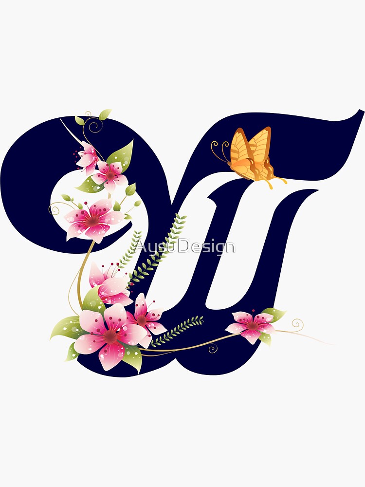 S - Monogram with flowers and butterflies Elegance in Bloom Sticker for  Sale by AysuDesign