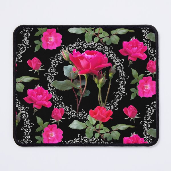 Artikelvorschau, Rose Medallion on Black Half-Drop Repeat 5748 entworfen und verkauft von Art in My Loft.