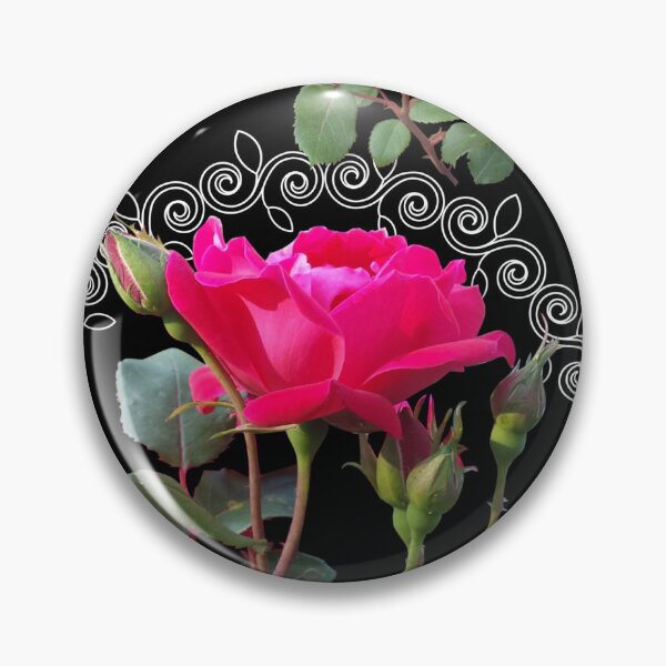 Artikelvorschau, Rose Medallion on Black Half-Drop Repeat 5748 entworfen und verkauft von Art in My Loft.