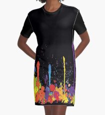 Crazy multicolored running SPLASHES horizontal Graphic T-Shirt Dress