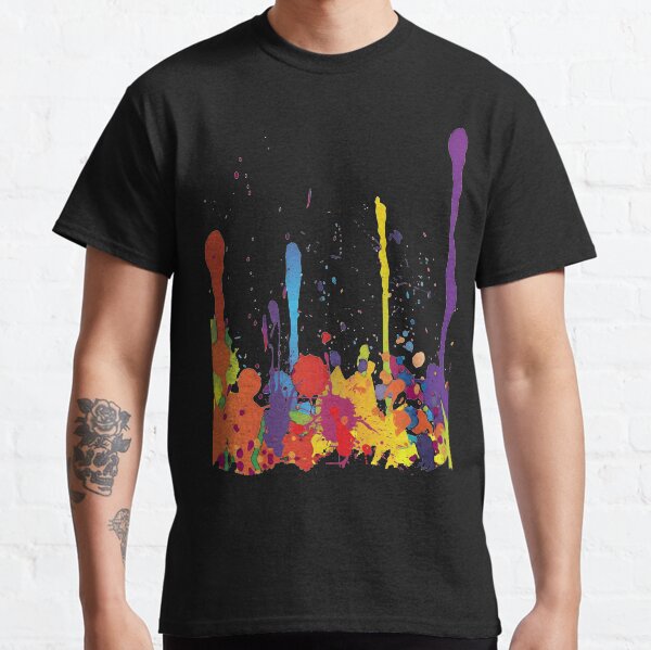 Verrücktes mehrfarbiges Laufen SPRITZEN horizontal Classic T-Shirt