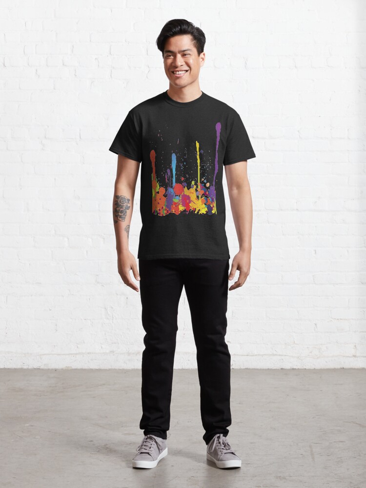 Alternate view of Crazy multicolored running SPLASHES horizontal Classic T-Shirt
