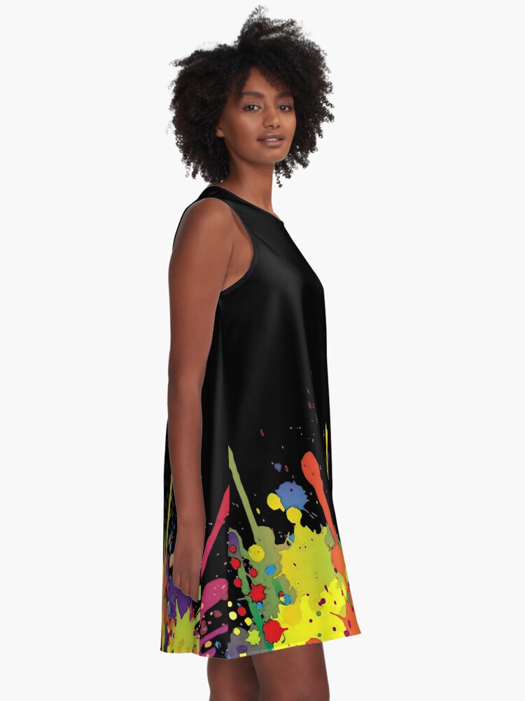 Alternate view of Crazy multicolored running SPLASHES horizontal A-Line Dress