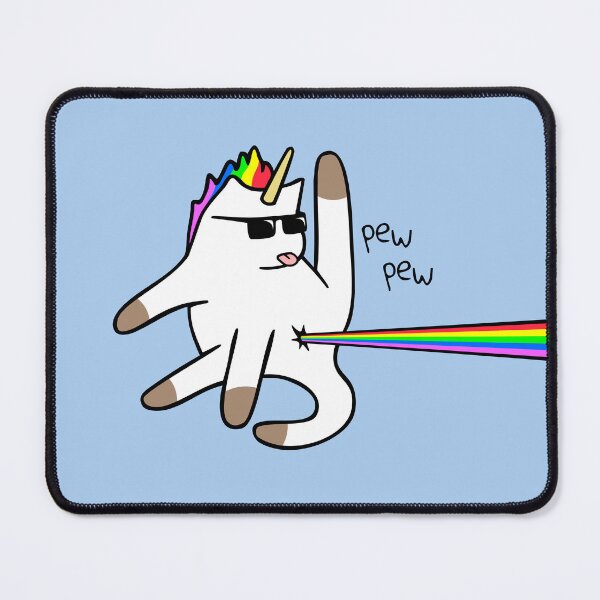 Vista previa del artículo con la obra «Gato unicornio arcoiris trasero laser», diseñado y vendido por jezkemp.