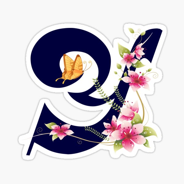 Y - Monogram with flowers and butterflies Elegance in Bloom Sticker for  Sale by AysuDesign