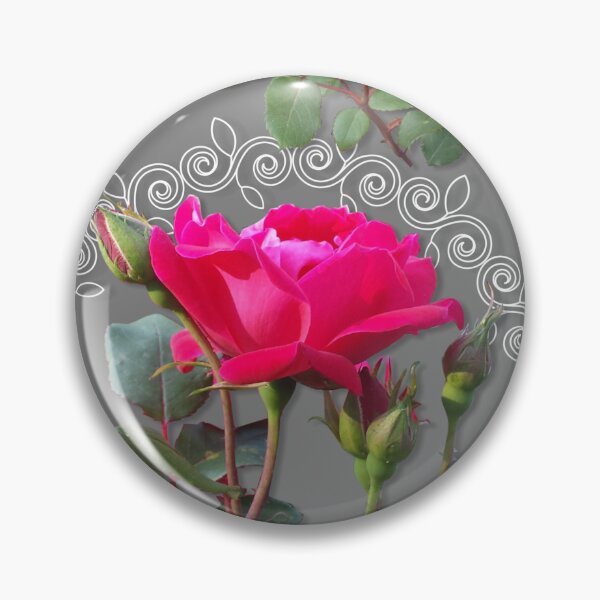 Artikelvorschau, Rose Medallion on Grey Half-Drop Repeat 5748 entworfen und verkauft von Art in My Loft.