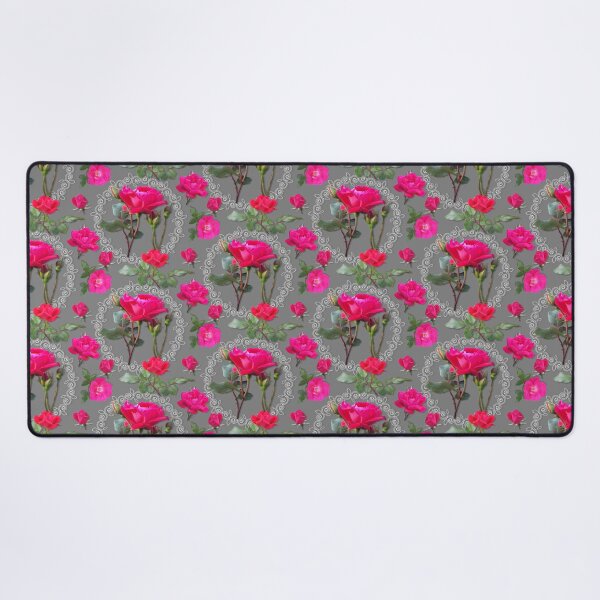 Artikelvorschau, Rose Medallion on Grey Half-Drop Repeat 5748 entworfen und verkauft von Art in My Loft.