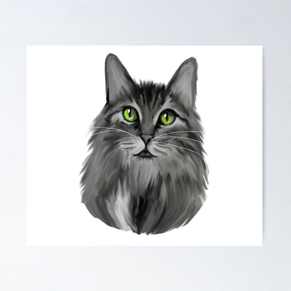 Item preview, Grey Cat Green Eyes designed and sold by GraphismCats.