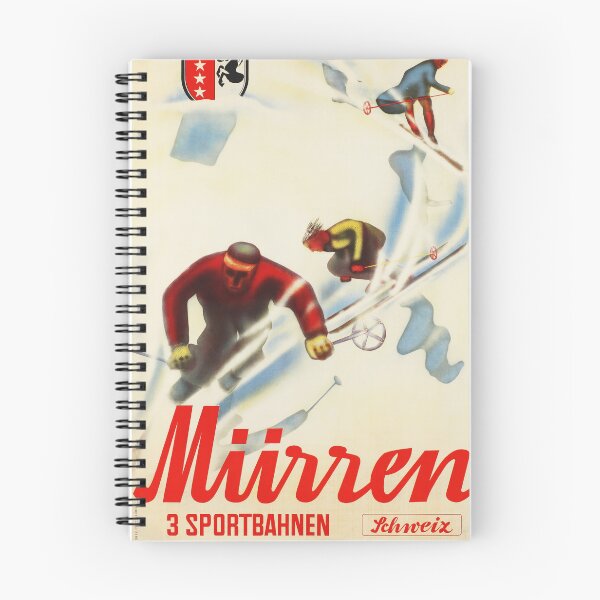 Item preview, MURREN 3 Sportbahnen Sport Tracks SWITZERLAND 1937 Vintage Winter Sports Travel Poster designed and sold by retroposters.