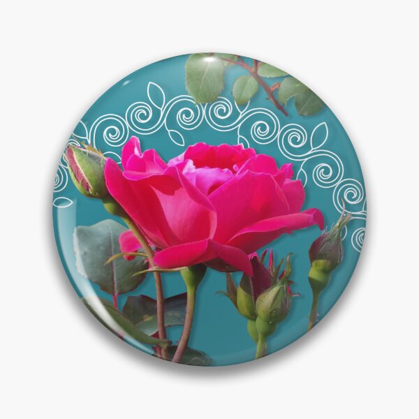 Artikelvorschau, Rose Medallion on Teal Half-Drop Repeat 5748 entworfen und verkauft von Art in My Loft.